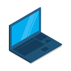 Laptop Flat Icon with Blank Screen in Side View