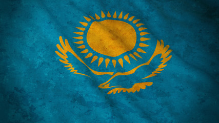 Grunge Flag of Kazakhstan - Dirty Kazakhstani Flag 3D Illustration