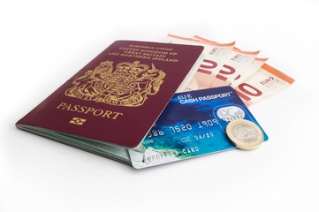 Euro travel money and UK passport