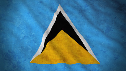 Grunge Flag of Saint Lucia - Dirty Saint Lucian Flag 3D Illustration