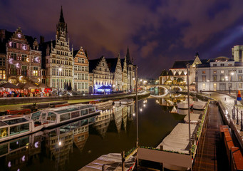 Fototapeta premium Gent. View of the old city at night.