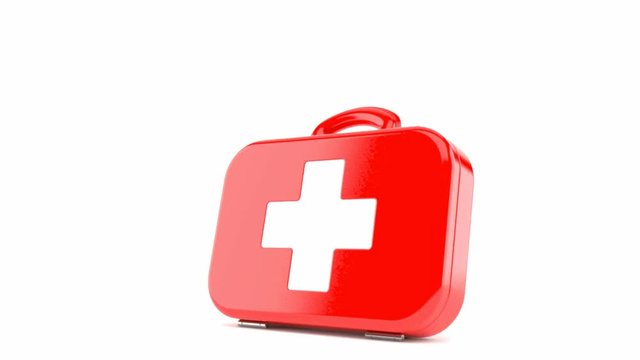 First aid kit appears isolated on white background