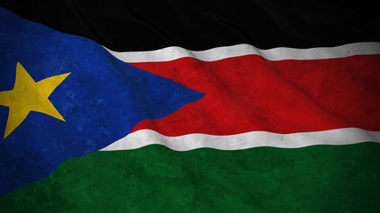 Grunge Flag of South Sudan - Dirty South Sudanese Flag 3D Illustration