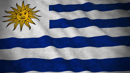 Fototapeta premium Grunge Flag of Uruguay - Dirty Uruguayan Flag 3D Illustration