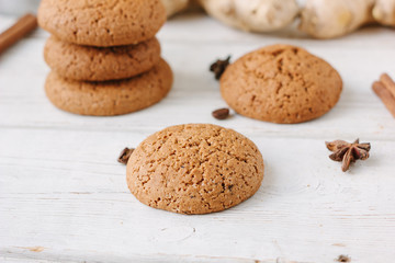 Ginger snaps on white