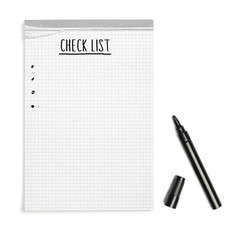 Check List on note book with black pen