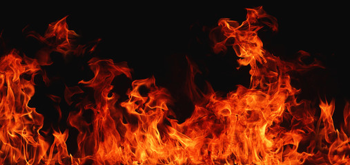 Obraz premium Texture of fire on a black background.