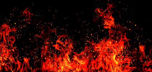 Fototapeta na wymiar Texture of fire on a black background.