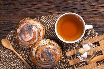 Two buns and tea