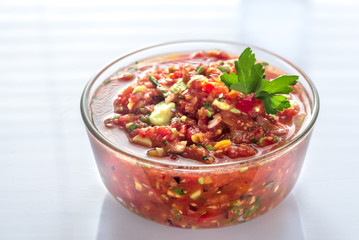 Bowl of salsa with ingredients