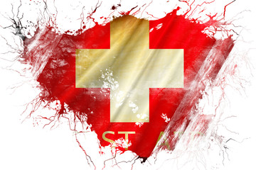 Grunge old first aid symbol flag 