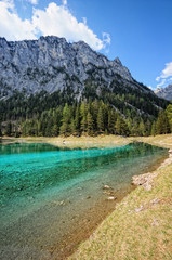 Naklejka na ściany i meble Landscape of the Green lake next to Tragoess in Styria (Austria)