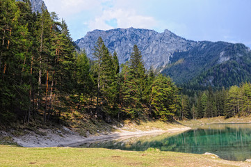 Landscape of the Green lake next to Tragoess in Styria (Austria)
