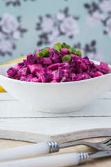 Homemade, healthy, beet cranberry, apple salad.