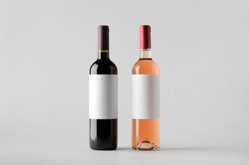 Wine Bottle Mock-Up - Two Bottles. Blank Label
