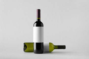 Wine Bottle Mock-Up - Two Bottles. Blank Label