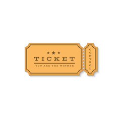 Paper ticket mockup logo. Cardboard coupon for the entrance the cinema or some entertaining action, and can be used for promotions or determine the winner of the buyer. Isolated on white background