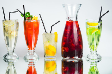 set of lemonade coctail drink