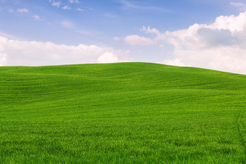 Tuscany landscape, beautiful green hills springtime