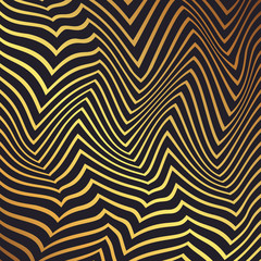 Abstract golden pattern of distorted geometric shapes.