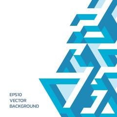 Abstract white background with blue isometric forms.