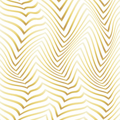 Abstract golden pattern of distorted figures on a white background.