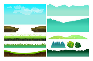 Platformer Game Assets,Set of game elements. Elements for mobile game, 2d game application