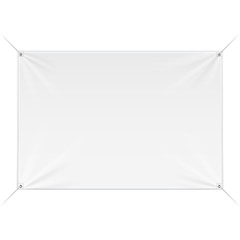 Fabric Wall Streamer Vinyl Flex Banner, Advertising Shield. Mock Up, Template. Illustration Isolated On White Background. Ready For Your Design. Product Advertising. Vector - 137828303