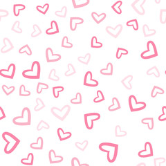 Subtle Pink Hearts on Light Background Seamless Pattern