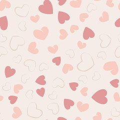 Subtle Hearts on Cream Background Seamless Pattern