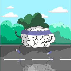 Illustration of sport brains on the cartoon background