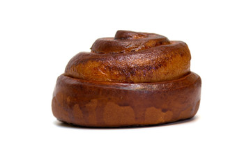 Cinnamon bun on a white background.
