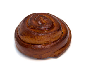 Cinnamon bun on a white background.