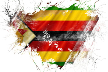Grunge old Zimbabwe  flag  - obrazy, fototapety, plakaty