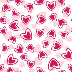 Pink Random Hearts Seamless Pattern