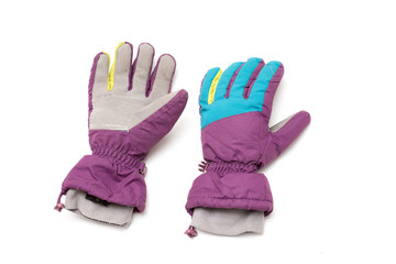ski gloves isolated on white background