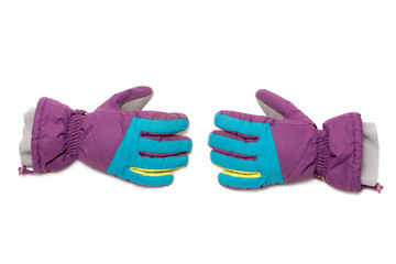 ski gloves isolated on white background