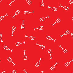 Champagne Glass with Heart Seamless Pattern