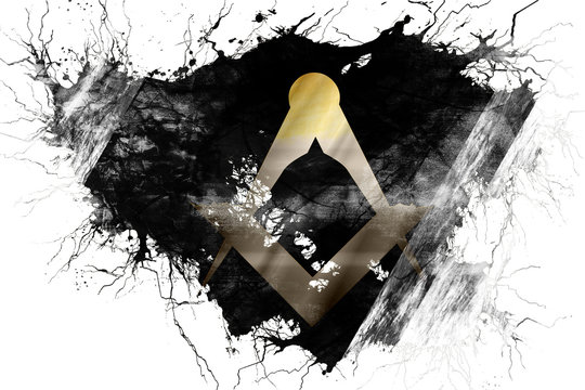 Grunge old freemason symbol flag 