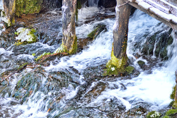 Winter landscape with snow and water