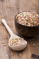 The mixture of different lentils and rice
