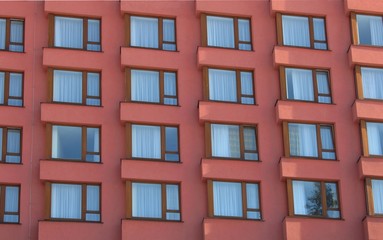 Windows on the building of the hotel