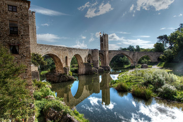 Medieval bridge of Besalu. Spain