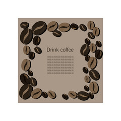 Vector card with coffee beans on light background