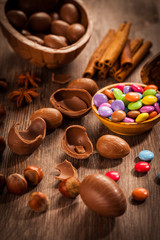 Assorted chocolate eggs for Easter