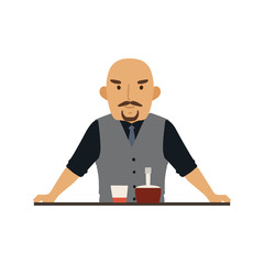 Bartender vector characters isolated on white background