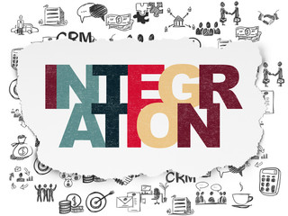 Business concept: Integration on Torn Paper background