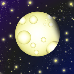 The moon in the starry sky