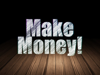 Finance concept: Make Money! in grunge dark room