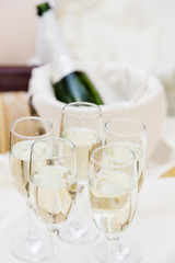 champagne with light snack serving on wecome